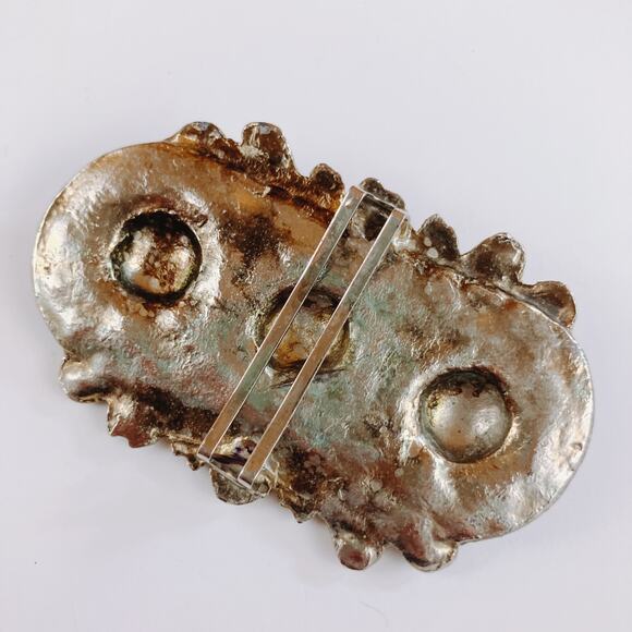 VTG 1970s Victorian Revival Ornate Gold Tone Cast Metal Rococo Belt Buckle - Picture 10 of 11